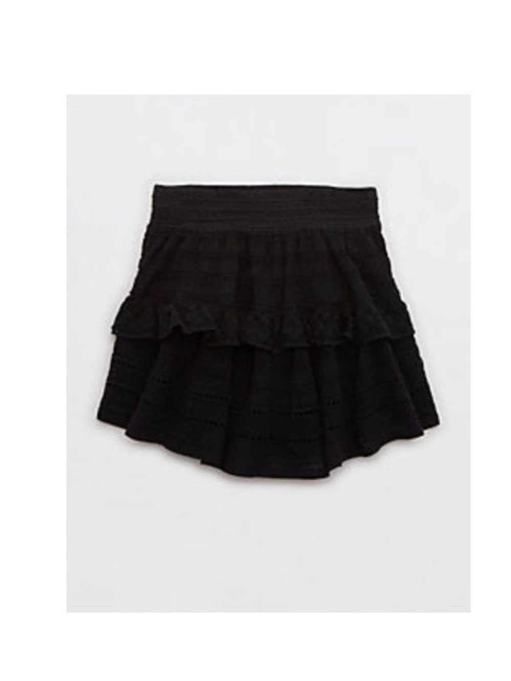 Aerie Textured Lace Ruffle Mini Skirt